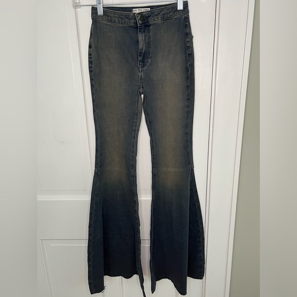Free People We The Free Just Float On Flare Jeans 24 Raw Hem Boho Retro 70’s New - Picture 1 of 12